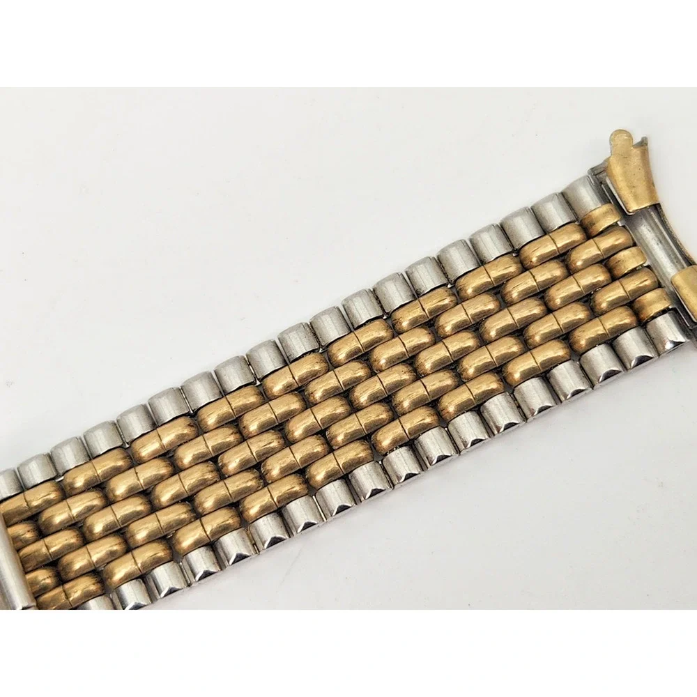 Vtg Spidel Beads of Rice Two Tone 10k RGP Stainless Steel Watch Bracelet 19 mm